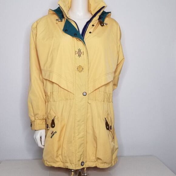 Obermeyer Parka Jacket Womens 8 Thermolite Detachable Hood Storm Flaps Yellow - Picture 2 of 15
